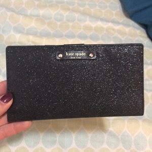 Kate Page black glitter single gold medium wallet